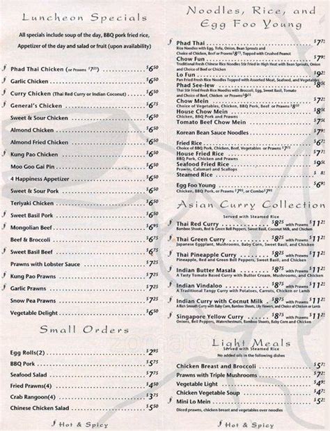 Tasters Wok Menu Menu For Tasters Wok Lynnwood Lynnwood