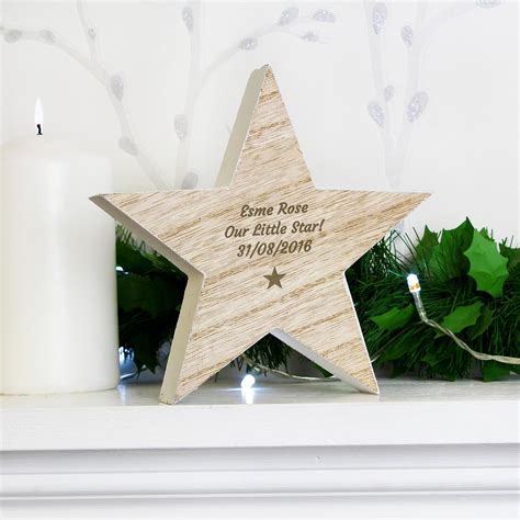 Personalised Star Motif Rustic Wooden Star Decoration Wooden Etsy Uk