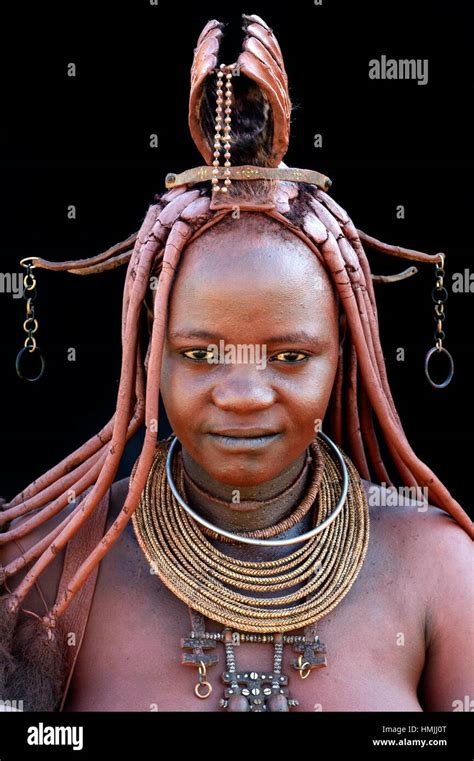 Portrait Of Himba Woman With The Typical Ornaments Kaokoland Namibia