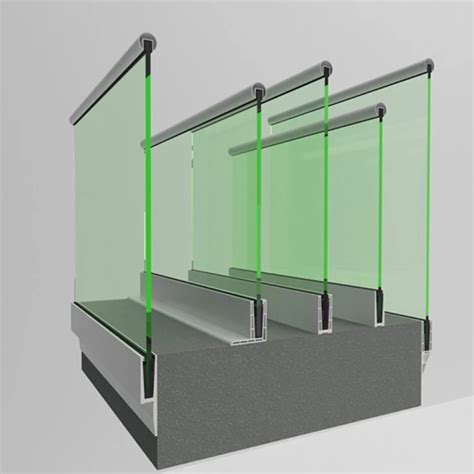 Aluminium U Shaped Channel Glass Railing System Hardware Profiles With Top Rail Design For