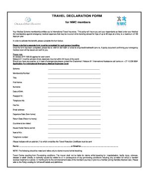Maybe you would like to learn more about one of these? Fillable Online TRAVEL DECLARATION FORM - Methealth ...