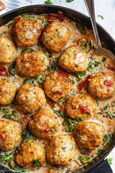 Creamy Spinach Turkey Meatballs Healthy Recipes Dinner Recipes