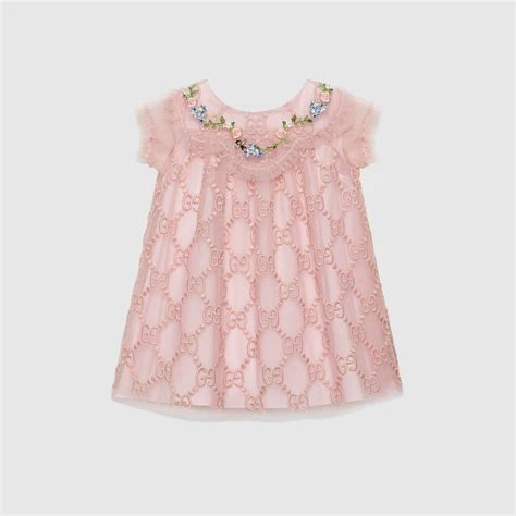Shop The Baby Gg Embroidered Tulle Dress By Gucci Embroidered Onto