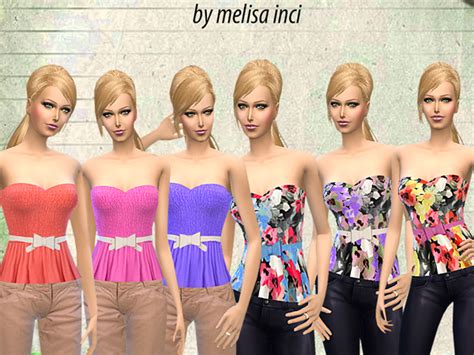 Multi Floral Print Sleeveless Peplum Top By Melisa Inci At Tsr Sims 4