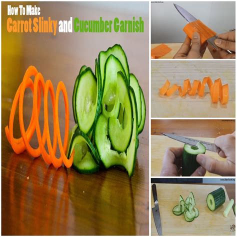 Carrot Slinky Cucumber Garnish Recipe Make Sushi Food Garnishes