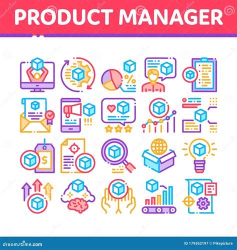 Product Manager Work Collection Icons Set Vector Stock Vector