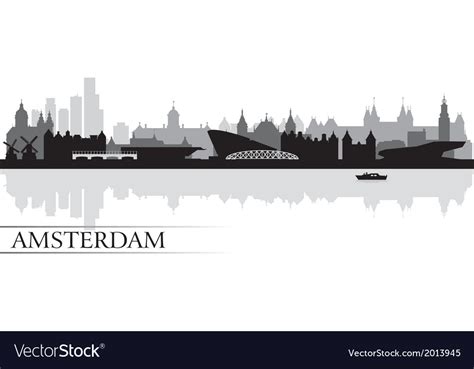 Amsterdam City Skyline Silhouette Background Vector Image