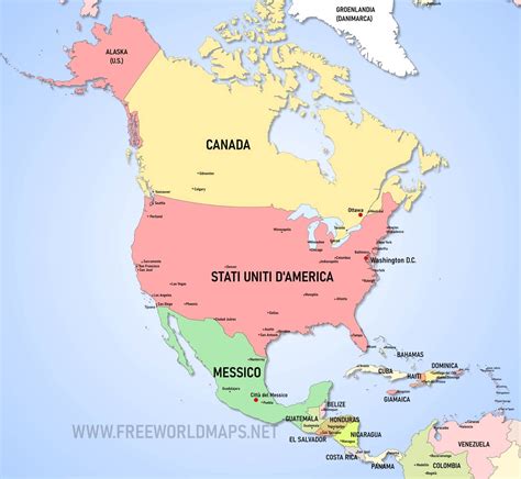 Mappa Del Nord America