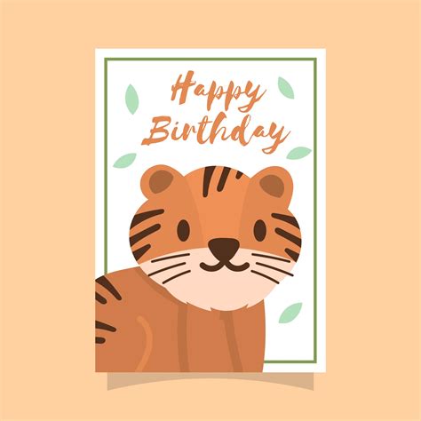 Tarjeta De Felicitaciones Del Feliz Cumplea Os Del Tigre Vector