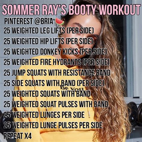 Sommer Rays Booty Workout 🏋🏼‍♀️ Follow Me Bria On Pinterest 💕🤪💎 Workout Slim Thick Workout
