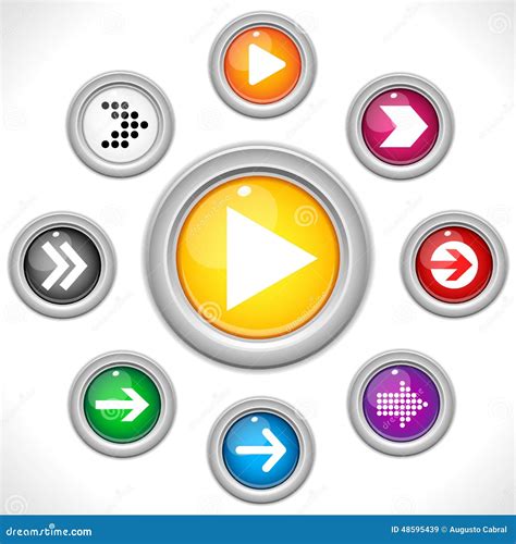 Set Of Arrows On Colorful Buttons Stock Vector Illustration Of Arrows