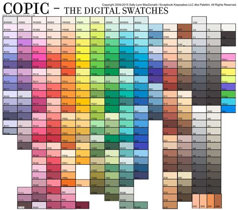 Copic Printable Color Chart