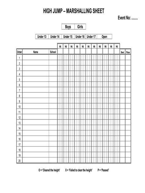 High Jump Score Sheet Fill Online Printable Fillable Blank Pdffiller