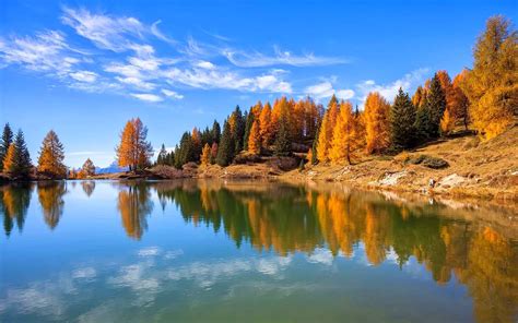 Nature Landscape Lake Fall Forest Italy Trees Water Calm Blue