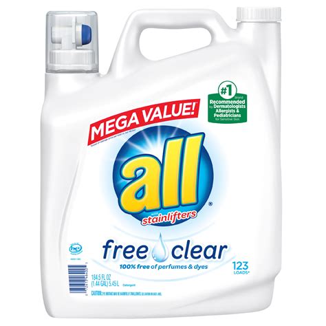 All Liquid Laundry Detergent Free And Clear For Sensitive Skin 1845 Fl
