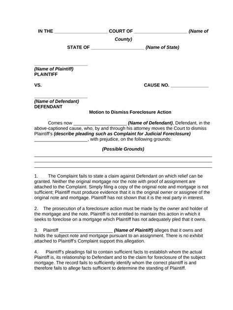 Motion To Dismiss Foreclosure Action And Notice Of Motion Form Fill