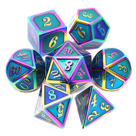 Haxtec Metal Dnd Dice Set 7pcs For Dandd Dungeons And Dragons Roleplaying