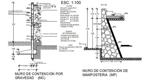 Gravity Retaining Wall Detail Drawing Provided In This Autocad File