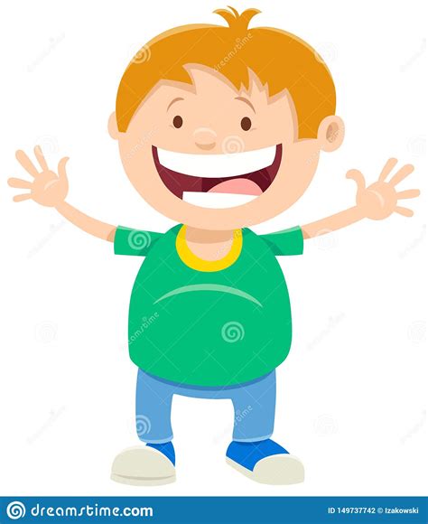 Happy Kid Boy Cartoon Character Stock Vector