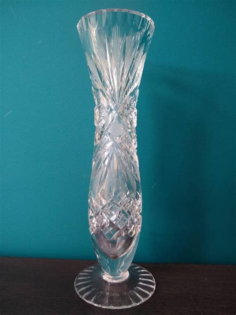 Cut Glass Crystal Footed Vase Posy Vase Etsy