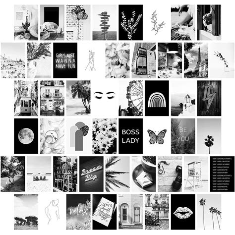 buy black white wall collage kit aesthetic pictures bedroom decor for teen girls wall collage