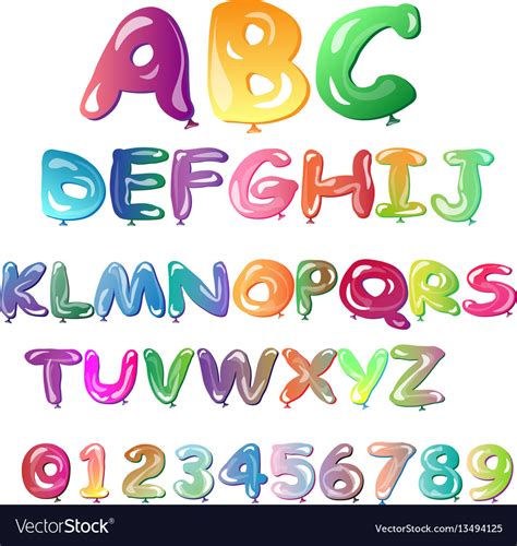Alphabet In The Form Of Balloons Royalty Free Vector Image