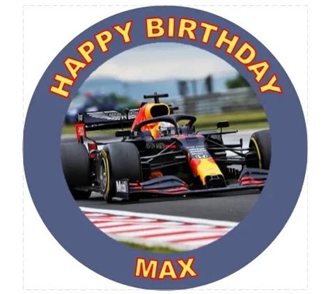 Red Bull Max Verstappen F1 Personalised Edible Birthday Cake Topper 75
