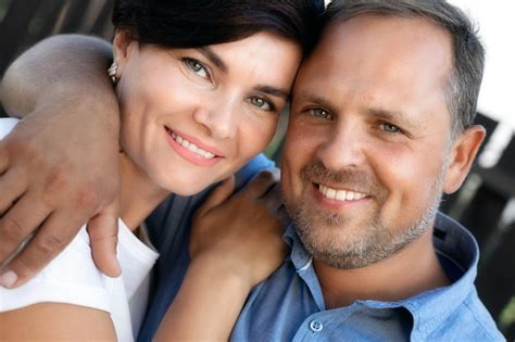 premium photo portrait of a happy married couple in closeup a middleaged husband and wife