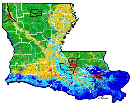 Louisiana Landcover Louisiana Gis Digital Map May 2007 Shows The Land