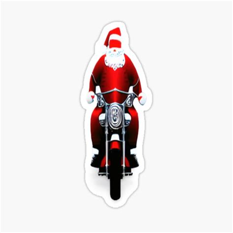 Santa Claus Hurries On A Motorbike On New Years Holiday Sticker For
