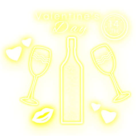 Wine Glass Neon Hd Transparent Valentines Day Yellow Wine Glass