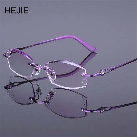 Fashion Women Pure Titanium Rimless Eyeglasses Frames Brand Myopia Glasses Frame For Femalle
