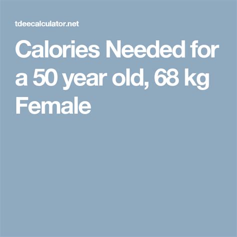 Calories Needed for a 50 year old, 68 kg Female | Calorie, Female