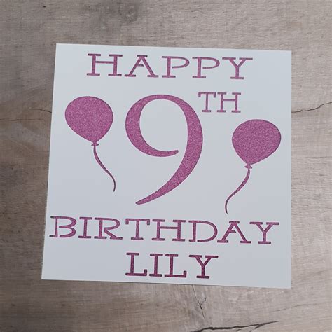 Personalised 9th Birthday Card Card For Girl Card For Boy Etsy