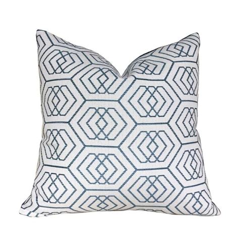 Kravet Thom Filicia Fiscoe Geometric Hexagon Blue Off White Pillow Cov