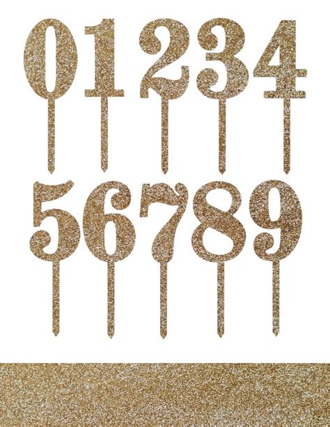 Acrylic Cake Topper Numbers Gold Glitter 1 Pk Etsy