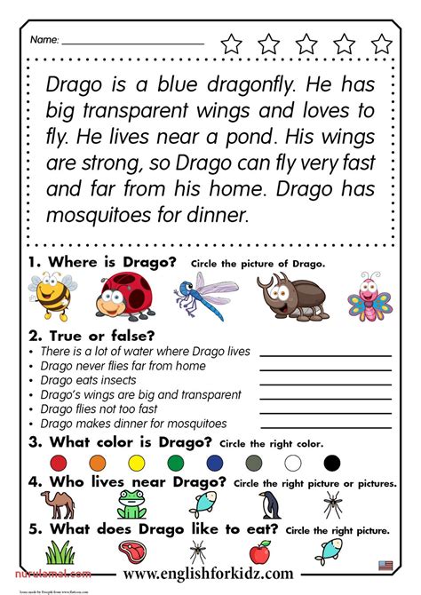 Color By Number Ladybug Worksheet For Kids Reading Comprehension