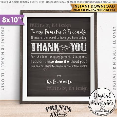 Graduation Thank You Sign Thank You Card Graduation Party Etsy