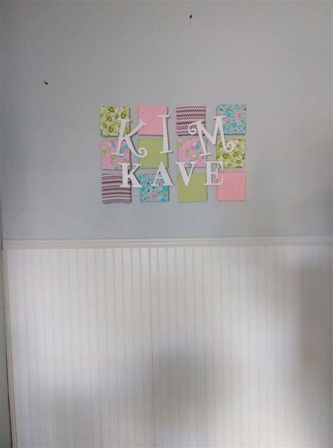 Fabric Covered Canvases With Painted Wooden Letters Fabric Covered