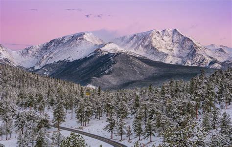 Snow Capped Ypsilon Mountain Pink Sunrise Belt Of Venus Scenic