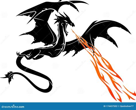 Fantasy Dragon Fire Breath Stock Vector Illustration Of Dragon 174437502