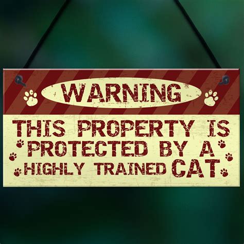 Cat Signs And Plaques Beware Cat Sign Funny Cat Sign Decor