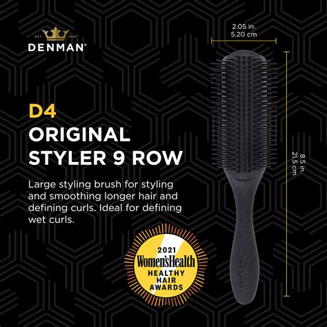 Buy Denman Classic Styling Brush 9 Rows Black D4 Hair Brush For