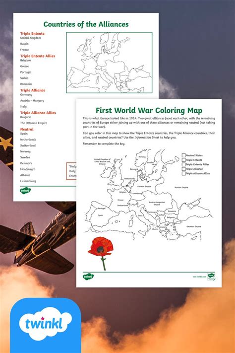 World War 1 Map Activity Worksheet