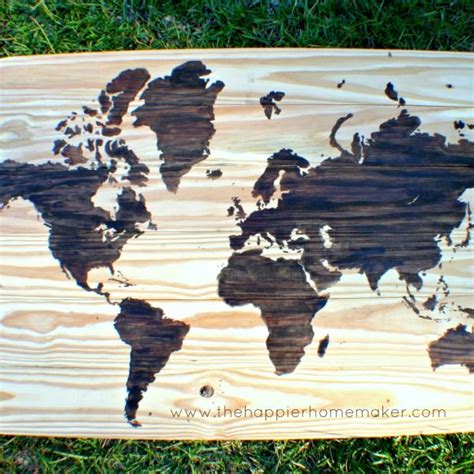Diy Wooden Wall Art From The Happier Homemaker Diy Map Art Wood Map