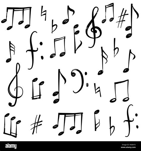 Music Notes And Signs Set Hand Drawn Musical Symbols Stock Vector Art