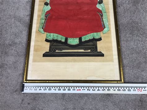 Pair Of Framed Antique Original Chinese Ancestor Scrolls Paintings