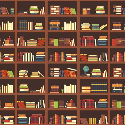 Books In Bookcase Seamless Pattern School Book Science Textbook And