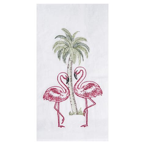 Flamingo Palm Tree Flour Sack Embroidered Cotton Kitchen Towel Michaels