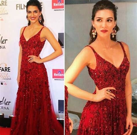 Kriti Sanon Looks Gorgeous In Red Gown At Filmfare Glamour And Style Awards 2017 Photosimages